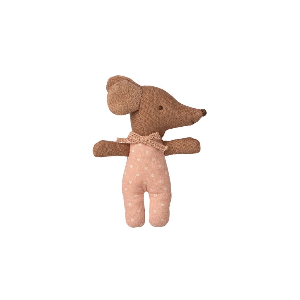 Maileg Sleepy Wakey Baby Mouse in Matchbox · Rose Polka Dot