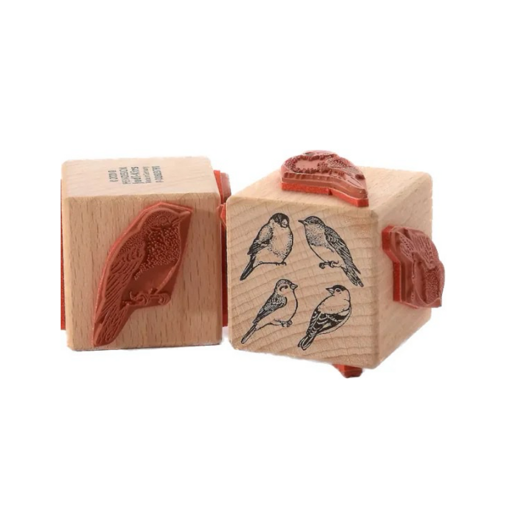 Wooden Rubber Stamp · Four Birds