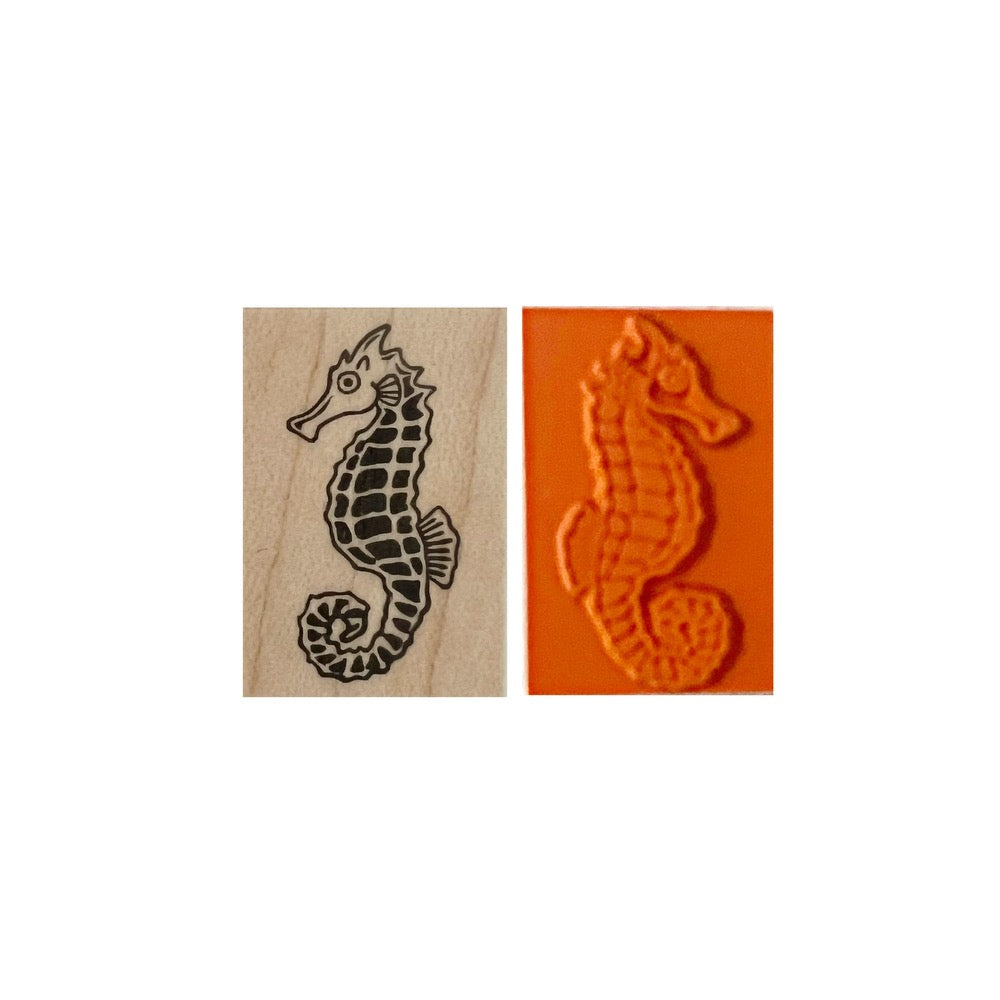 Mini Wooden Rubber Stamp · Seahorse