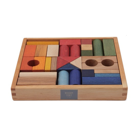 Wooden Story 30 Piece Block Set · Rainbow