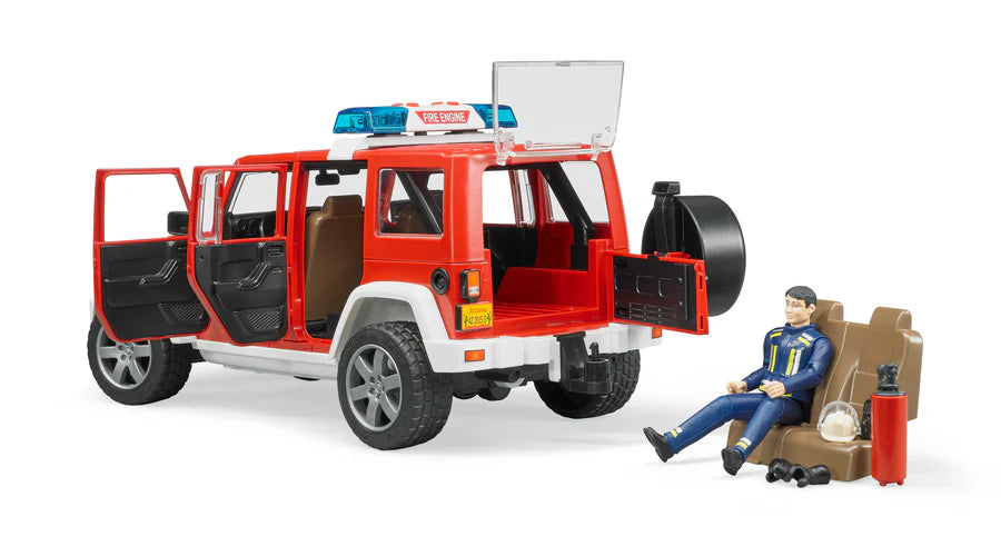 Bruder Jeep Rubicon Fire Department Vehicle with Fireman