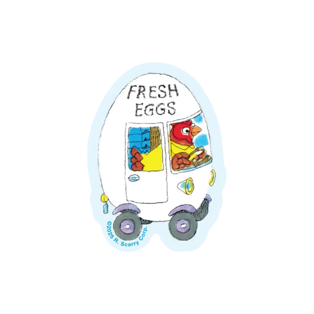 Richard Scarry Sticker · Fresh Eggs Car