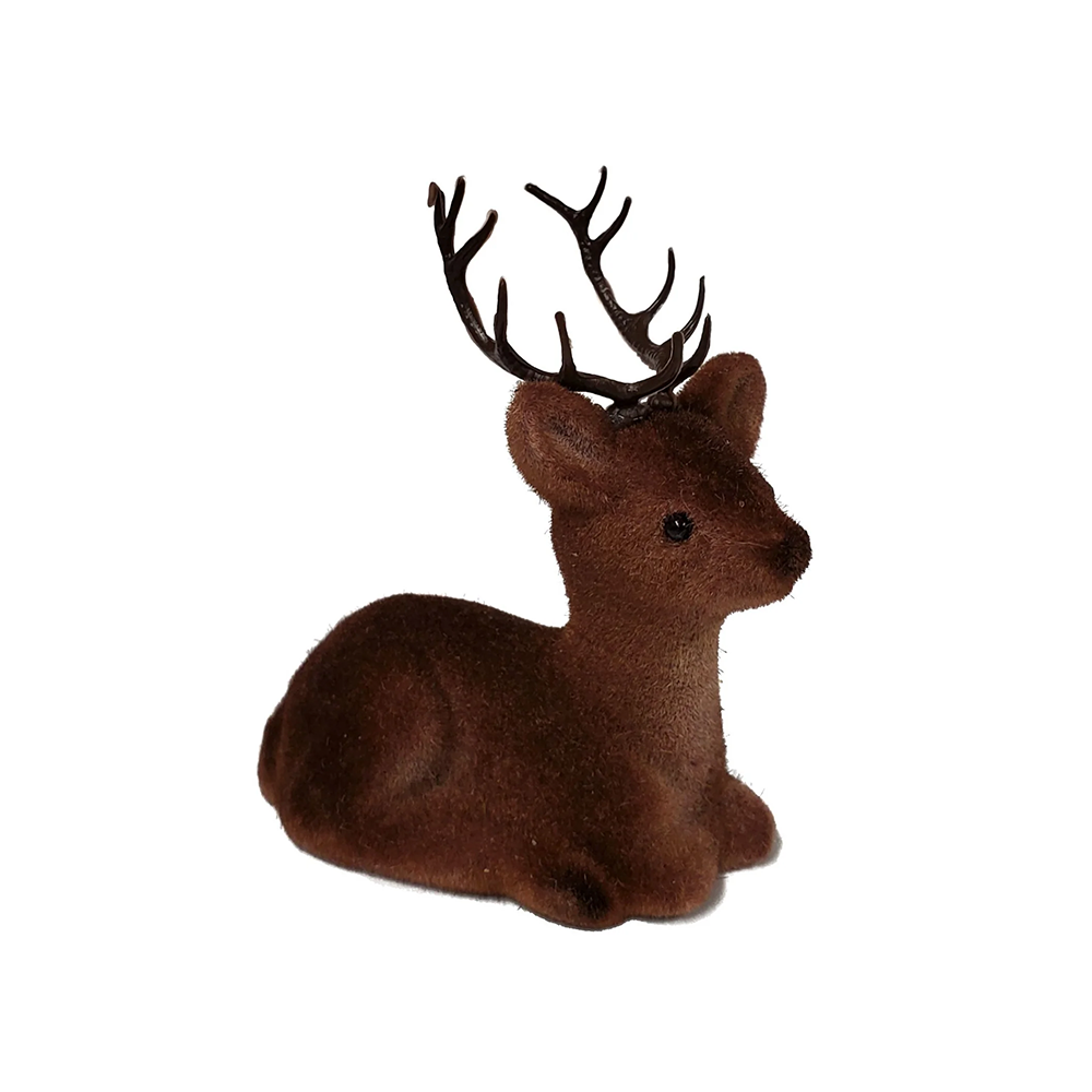 Flocked Felt Reindeer Figurine