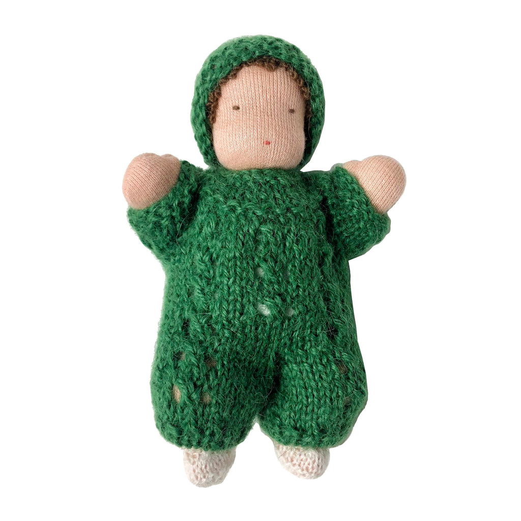 6" Small Waldorf Doll in Green Knitwear · Fair