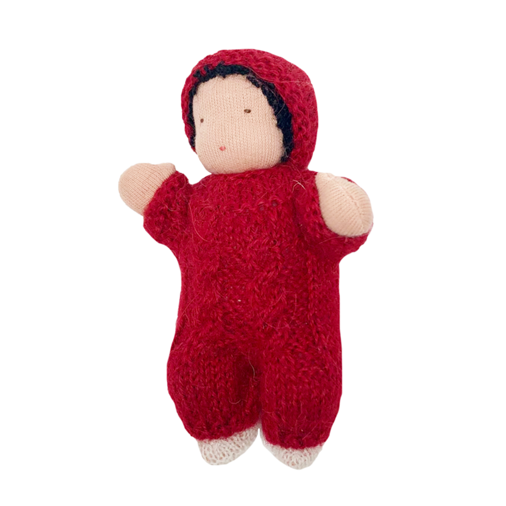 6" Small Waldorf Doll in Red Knitwear · Fair