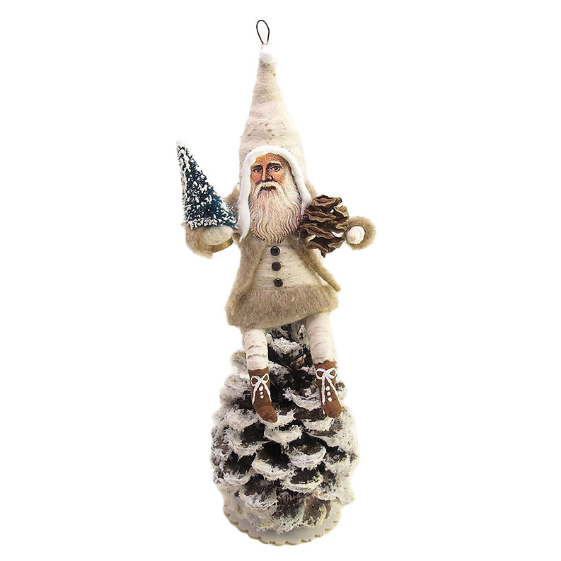 Vintage By Crystal Pinecone Santa Ornament