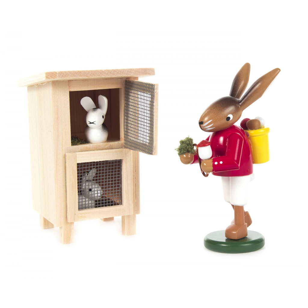 Rabbit Tending to Bunny Hutch Decorative Piece