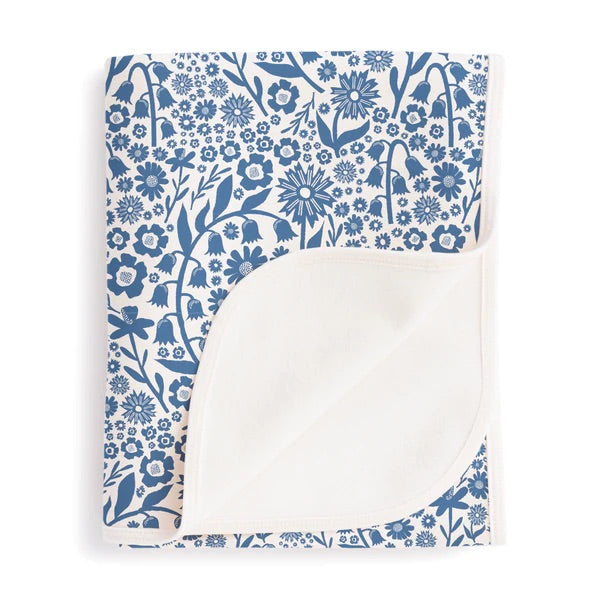 Winter Water Factory Organic French Terry Blanket · Delft Blue Dutch Floral