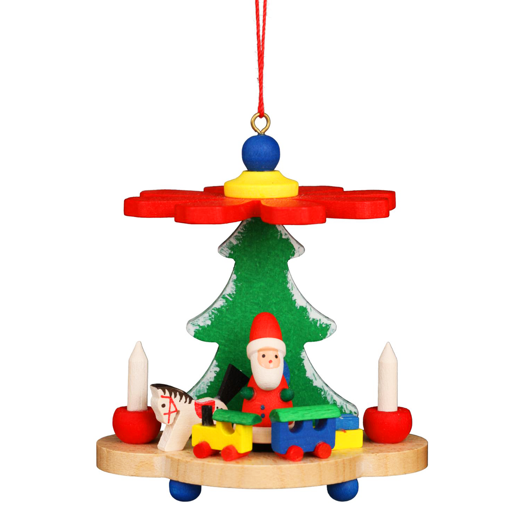 Wooden Santa Scene Pyramid Ornament