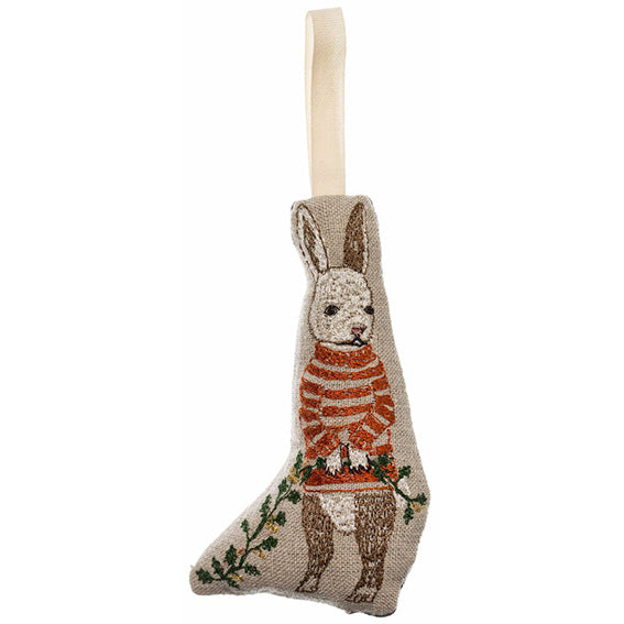 Coral and Tusk Holly Bunny Ornament 