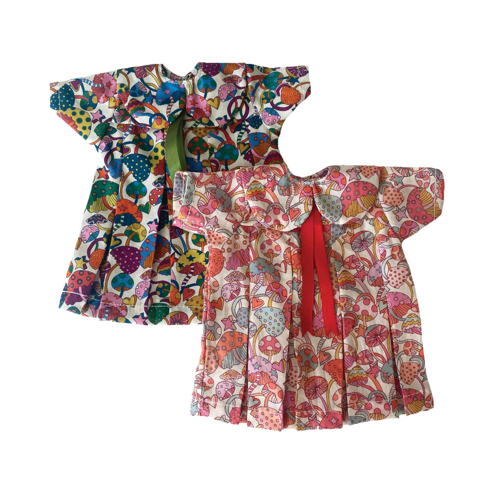 Liberty Mushroom Dresses for 9" Waldorf Dolls