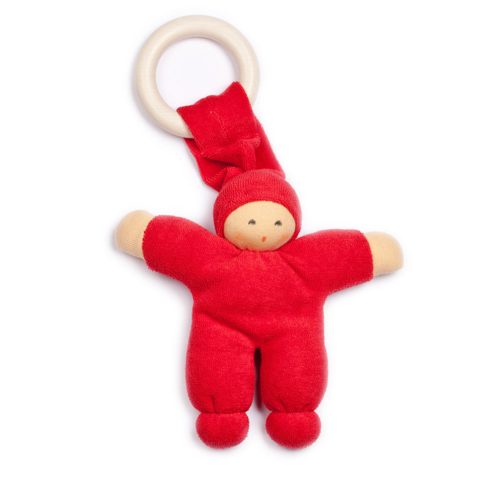 Nanchen Natur Organic Snuggle Baby with Wooden Ring · Red